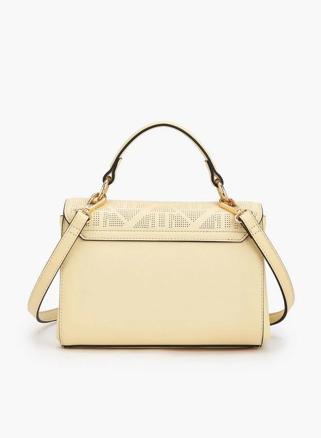 ELLE YELLOW Laser Cut Textured Crossbody Bag with Detachable Strap for Women | Best Price UAE